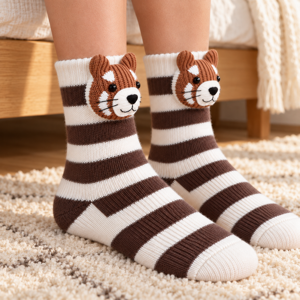 Le Panda Roux — paire de chaussettes portée
