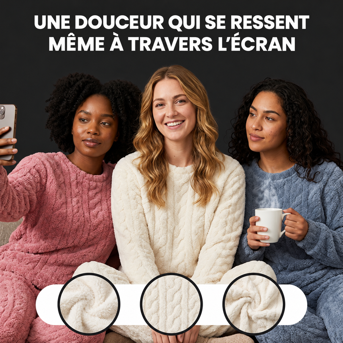 Ensemble pyjama DOMELYAH en polaire douce, rose, blanc et bleu