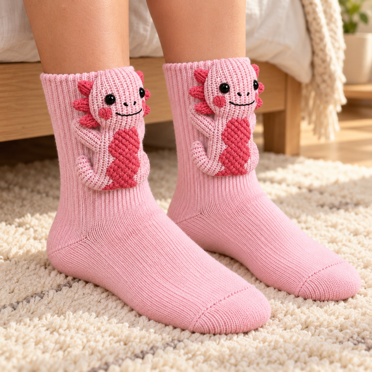Le Dragon Rose — paire de chaussettes portée
