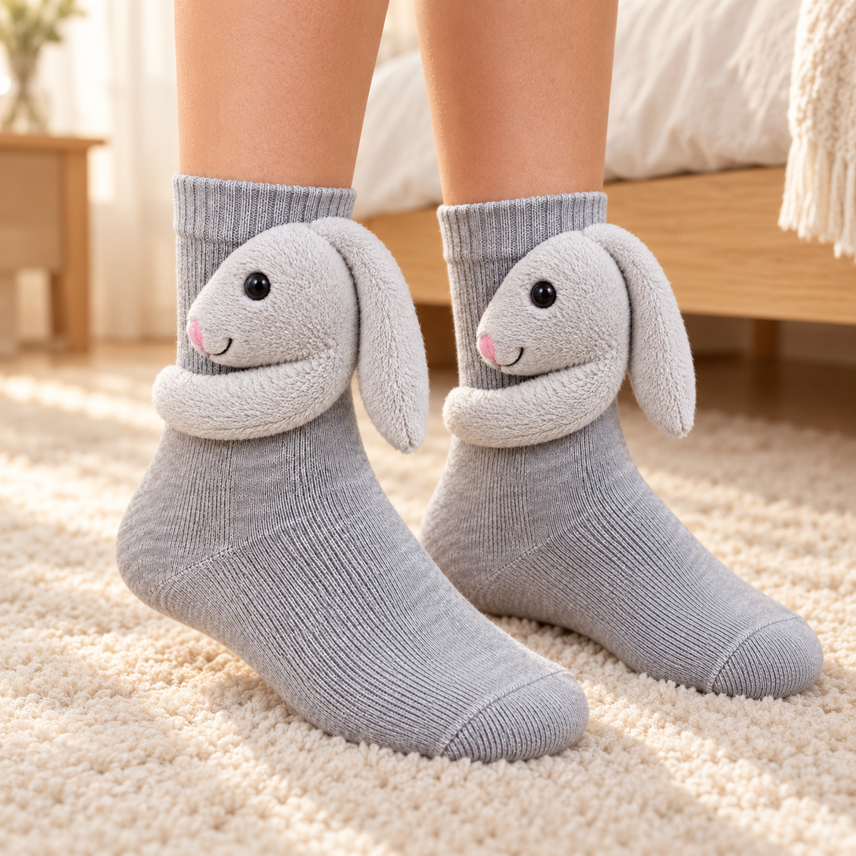 Le Lapin — paire de chaussettes portée
