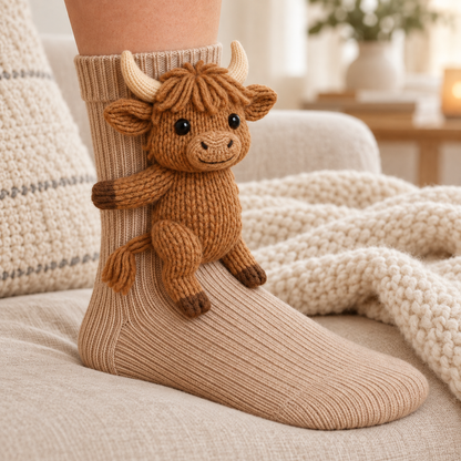La Vache des Alpes — chaussette portée dans une ambiance cosy